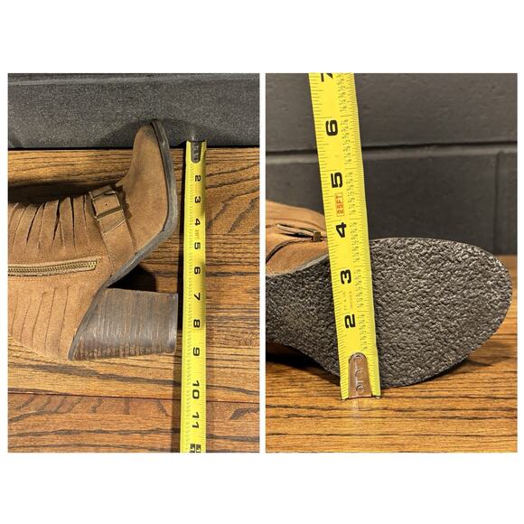 Naughty Monkey Fa So La Brown Stacked Leather Ankle Western Boots Women’s 9 - Picture 7 of 8